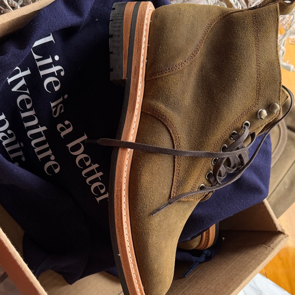 Taylor Stitch Golden Brown Waxed Suede Trench Boot - Picture 4 of 8